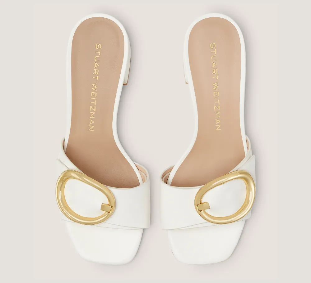 Stuart Weitzman Flat & Low Heel Sandals|Trending: Block Heels-CHANGE LOCATION Leather/Cream