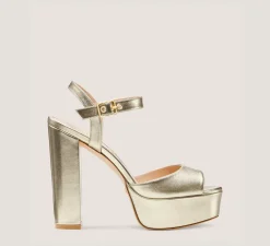 Stuart Weitzman High Heel Sandals|The Bridal Collection-CHANGE LOCATION Liquid Metallic Leather/Platino Gold