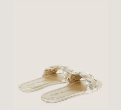 Stuart Weitzman Flat & Low Heel Sandals|Sandals-CHANGE LOCATION Liquid Metallic Leather/Light Gold