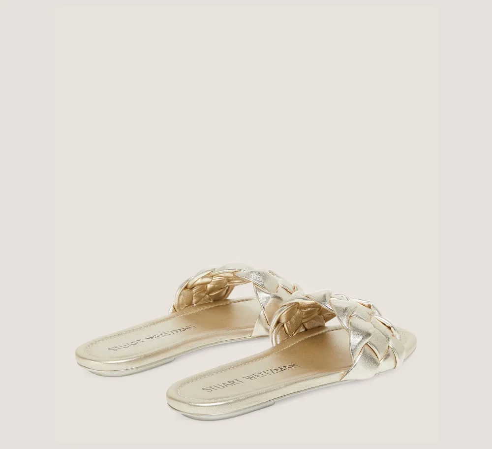Stuart Weitzman Flat & Low Heel Sandals|Sandals-CHANGE LOCATION Liquid Metallic Leather/Light Gold