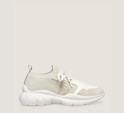 Stuart Weitzman The SW Exclusives Collection|Sneakers-CHANGE LOCATION Leather & knit fabric/Light Beige & White