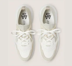 Stuart Weitzman The SW Exclusives Collection|Sneakers-CHANGE LOCATION Leather & knit fabric/Light Beige & White