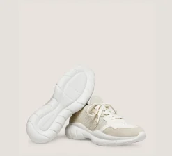 Stuart Weitzman The SW Exclusives Collection|Sneakers-CHANGE LOCATION Leather & knit fabric/Light Beige & White