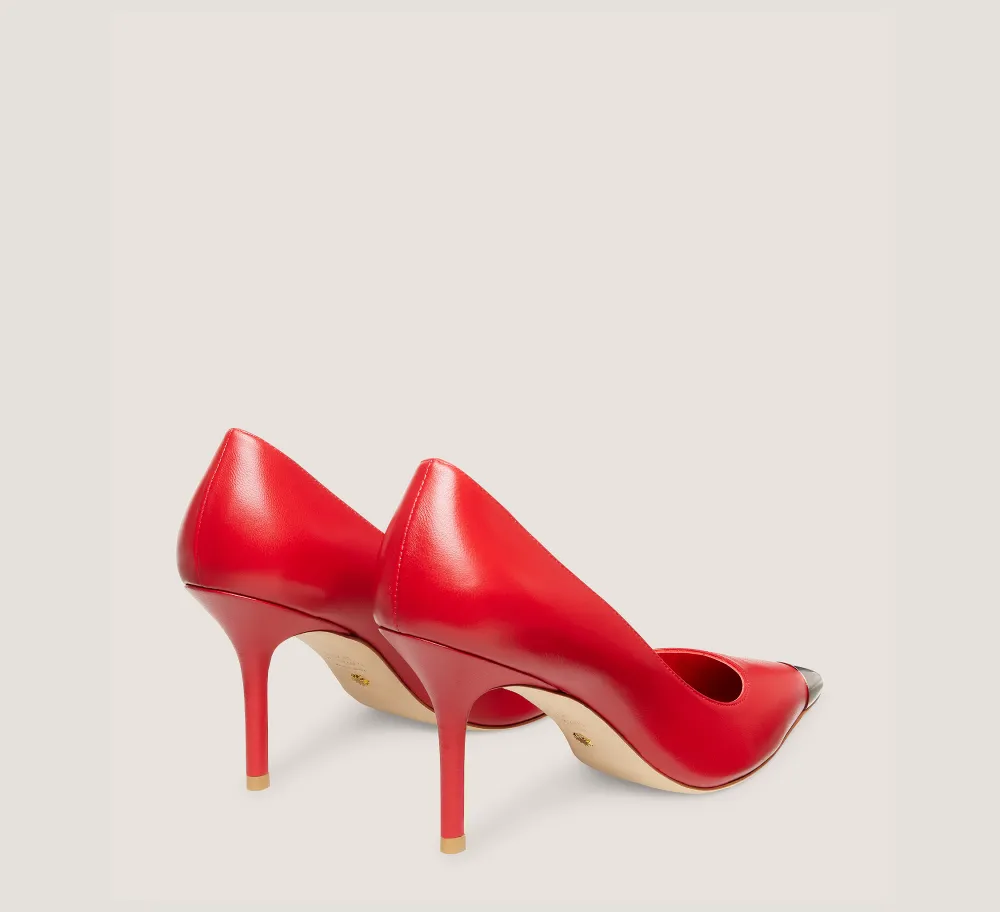 Stuart Weitzman The SW Exclusives Collection|Pumps & Heels-CHANGE LOCATION Lacquered nappa leather & metal/Cherry & Brushed Silver
